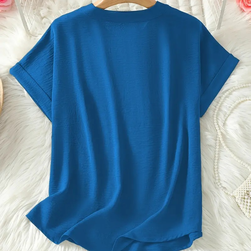 🌸Spring Sale 50% OFF👕Fashion Loose Solid Color Short Sleeve Top